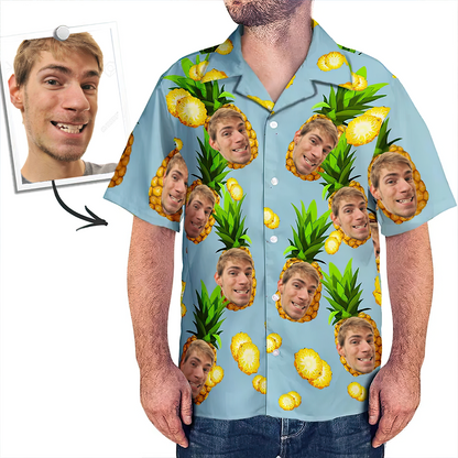 Custom Face Shirt Hawaiian Shirt Tropical Leaves and Flowers