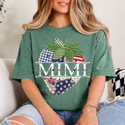 Custom Mimi 4th of July Strawberry Shirt, Personalized Cute Summer Grandma Tee For Gift Grandma And Kids
