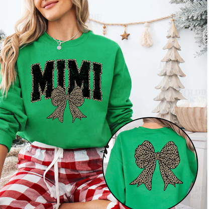 Mimi Leopard Bow Black And Grandkids Sweatshirt