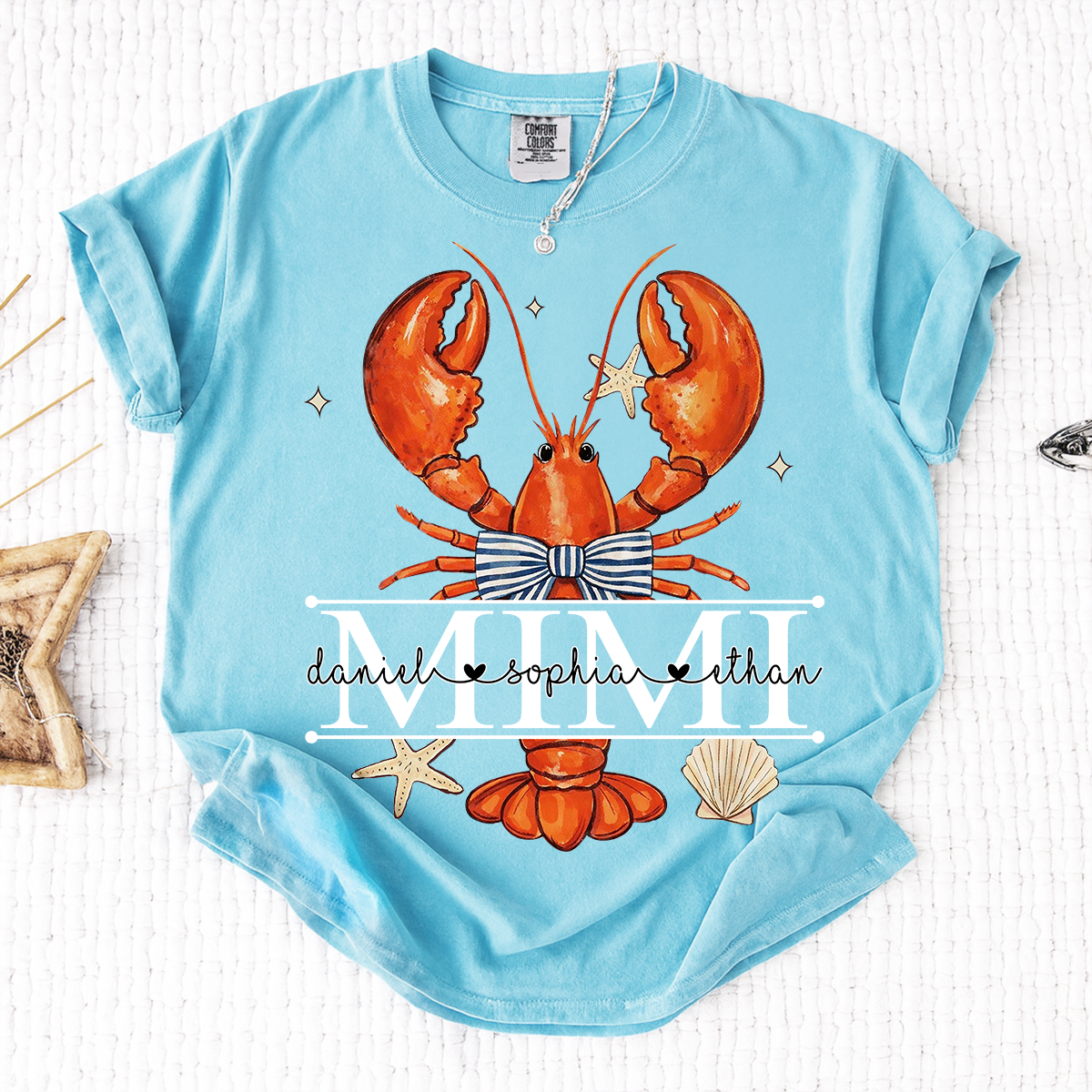 Comfort Colors® Lobster Mimi Shirt for Grandma, Customizable Name Summer T-Shirt, Fun Seafood Design Tee