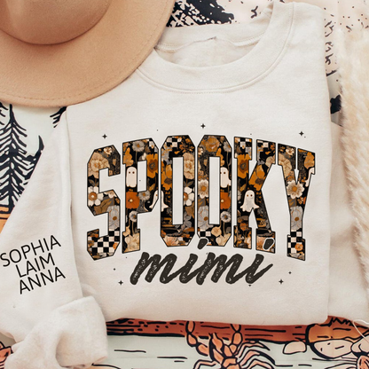 Personalized Spooky Grandma Halloween Sweatshirt, Gift for Mimi And Kids