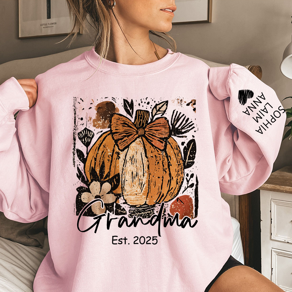 Personalized Preppy Pumpkin Season Sweatshirt, Custom Nickname for Grandma and Kids