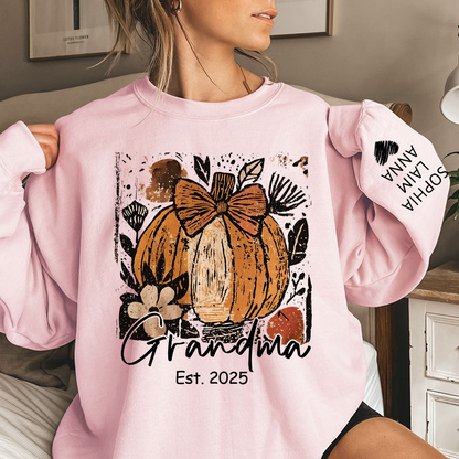 Personalized Preppy Pumpkin Season Sweatshirt, Custom Nickname for Grandma and Kids