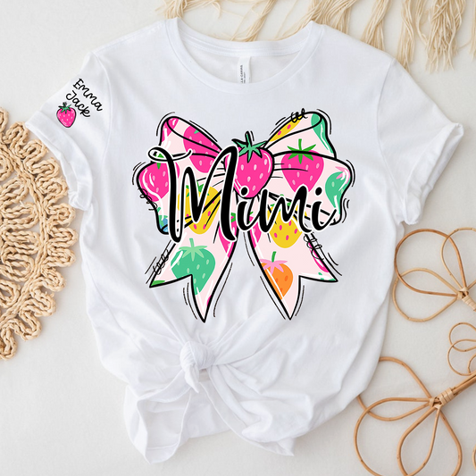 Funny Mimi Shirt, Strawberry Coquette Bow Graphic Tee, Grandma T Shirt for Women, Cute Gift for Mimi from Family