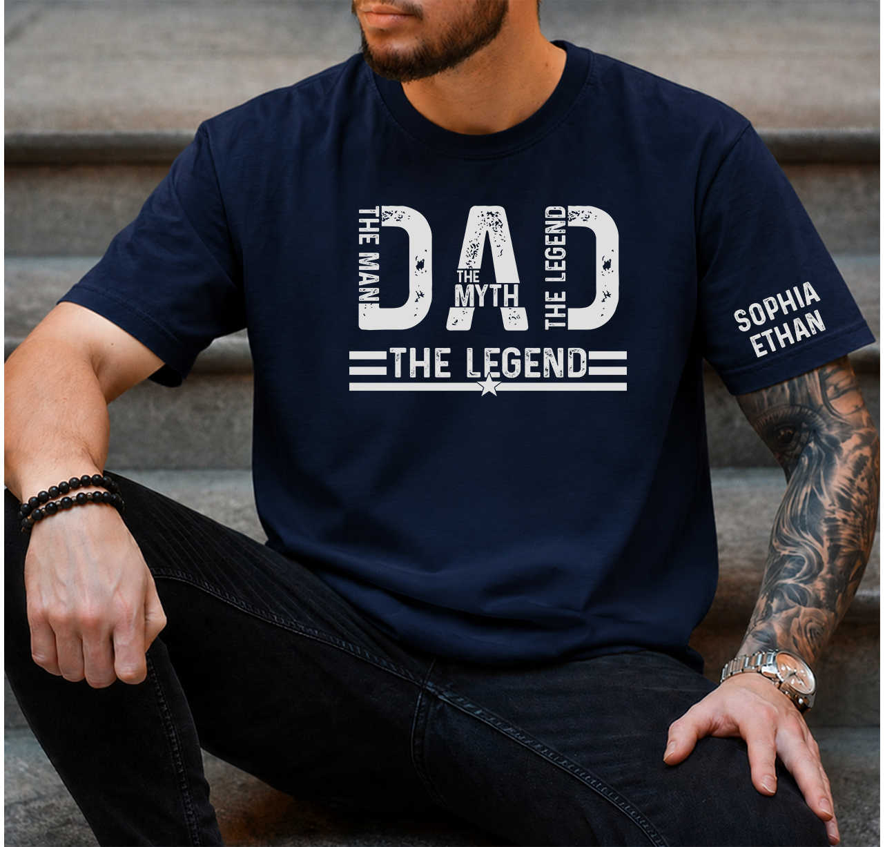 The Man The Myth The Legend Dad T-Shirt – Personalized Custom Name Gift for Daddy Papa Dad