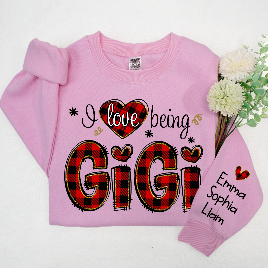 Personalized Love Being Gigi Christmas With Grandkids, Grandma Gift TH Sweatshirt