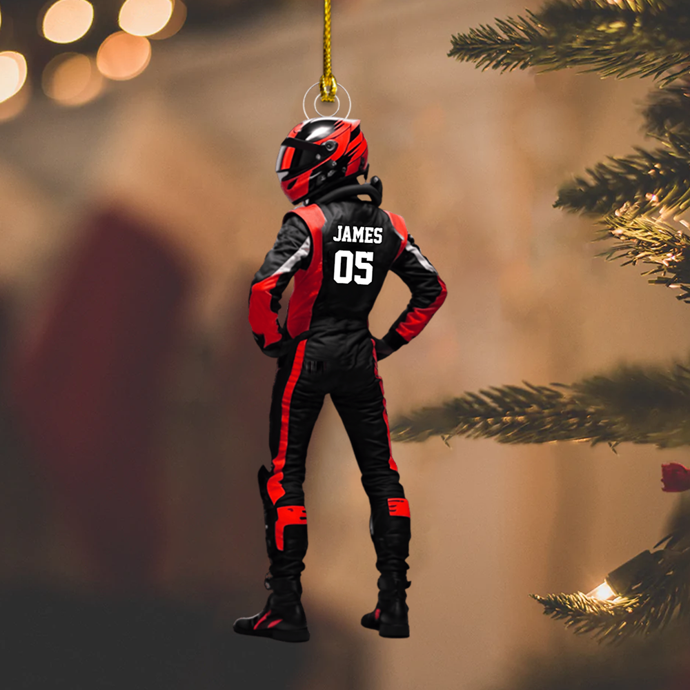 Personalized Racing Driver Ornament 2025 – Custom Name & Number Race Car Ornament, Perfect Gift for Motorsports Fans Ornament