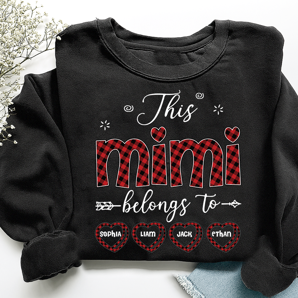 Design Caro Print Mimi Sweatshirt, This Mimi Belongs To Grandma And Kids