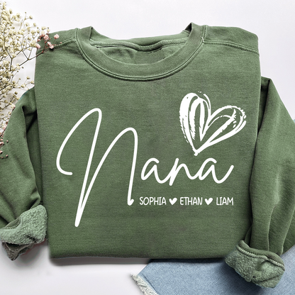 Personalized Nana Heart Sweatshirt Nana Heart, For Gift Grandma And Kids