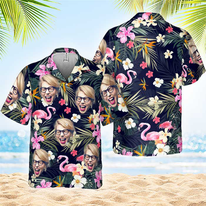 Custom Hawaiian Shirt With Face Baby, Dog Cat Face Tropical Pattern, Hawaiian Shirt for Men