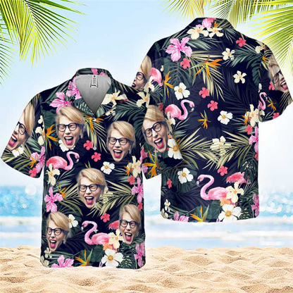 Custom Hawaiian Shirt With Face Baby, Dog Cat Face Tropical Pattern, Hawaiian Shirt for Men