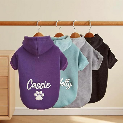 Personalized Name Dog Hoodie, Embroidered Hoodies Pets Name, Customized Pet Clothes Warm Winter Outfit for Dogs, Bright Puppy Sweatshirt,Gift for Dog Lovers