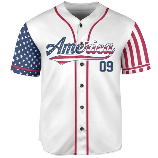 Personalized USA Baseball Jersey Custom Name Number Button Down Sports Shirt Patriotic American Flag Team for Men Women V2