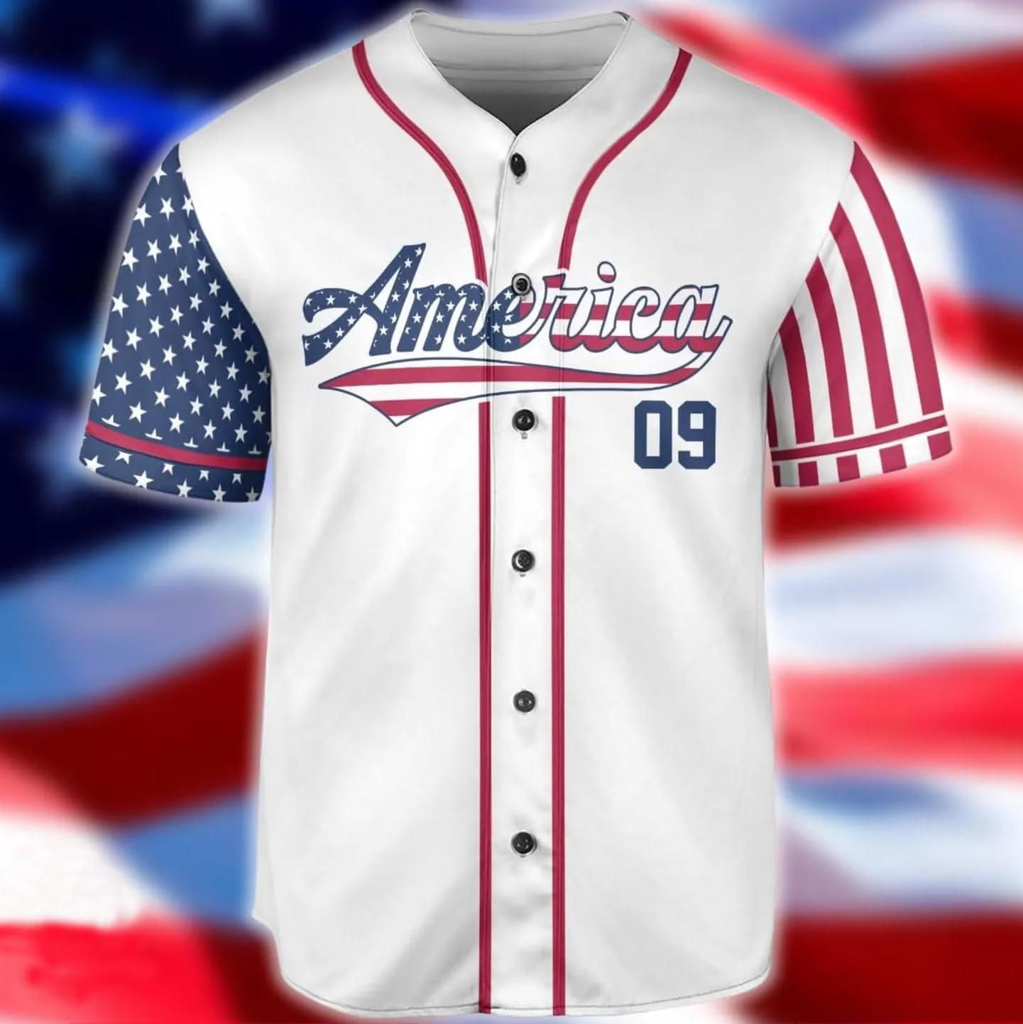 Personalized USA Baseball Jersey Custom Name Number Button Down Sports Shirt Patriotic American Flag Team for Men Women V2