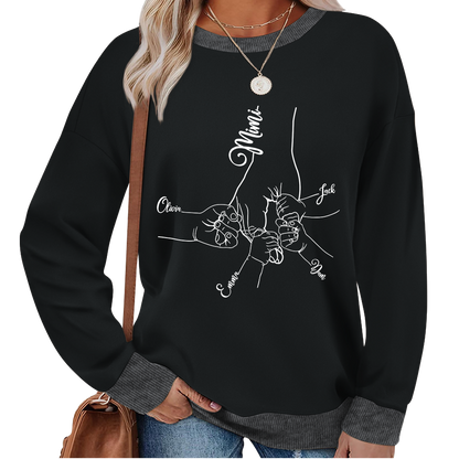 Personalized Mimi Sweatshirt with Grandkids’ Names – Custom Hands Drawing Family Sweater Gift for Grandma