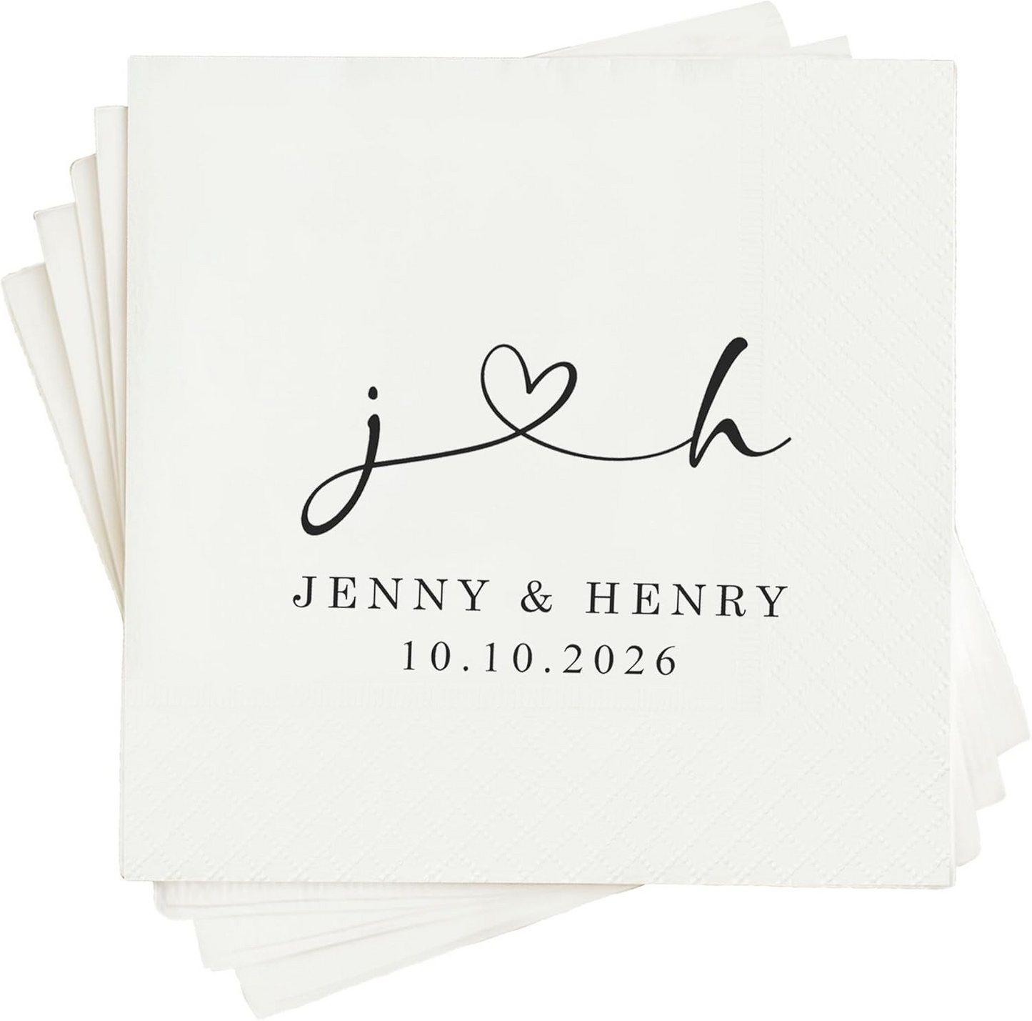 Personalized Wedding Cocktail Napkins – Custom Name Elegant Bride & Groom Table Decor