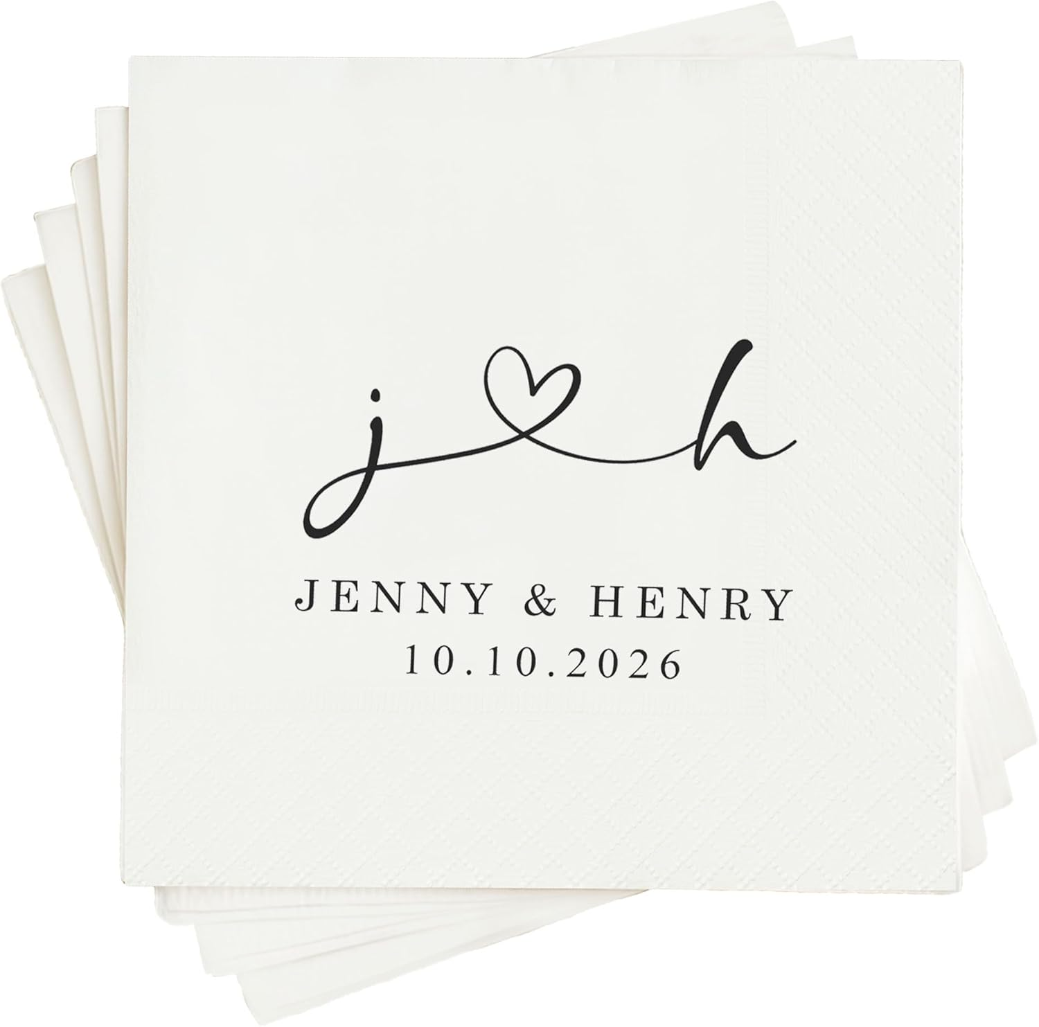 Personalized Wedding Cocktail Napkins – Custom Name Elegant Bride & Groom Table Decor