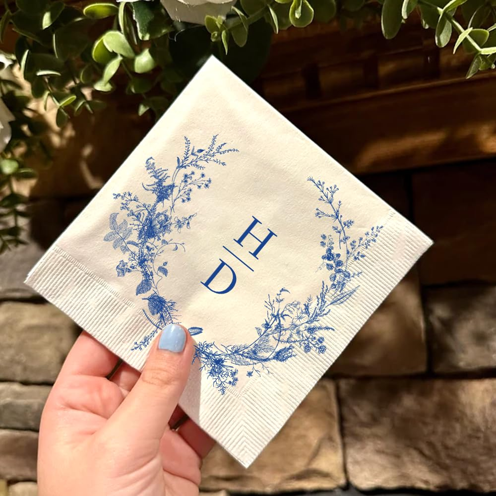 Personalized Wedding Napkins, Mr and Mrs Monogrammed Napkin, Wedding Napkins For Reception, Bridal Shower Engagement Party