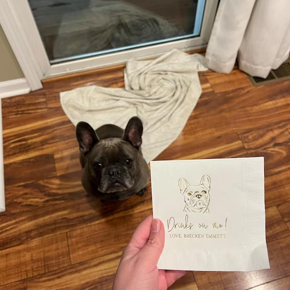 Personalized Pet Wedding Napkins – Custom Dog Portrait “We Do, Too!” Wedding Decor