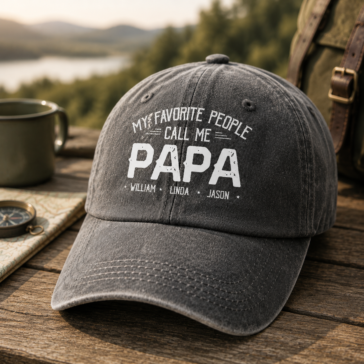 Personalized My Favorite People Call Me Papa Hat – Custom with Kids' Names, Perfect Father’s Day Gift