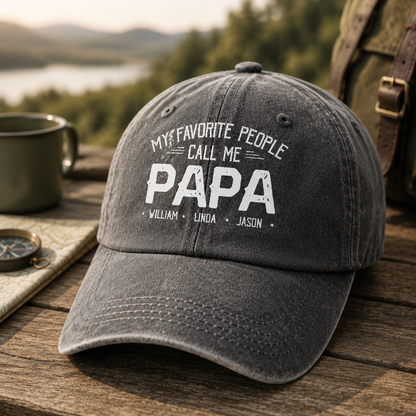 Personalized My Favorite People Call Me Papa Hat – Custom with Kids' Names, Perfect Father’s Day Gift