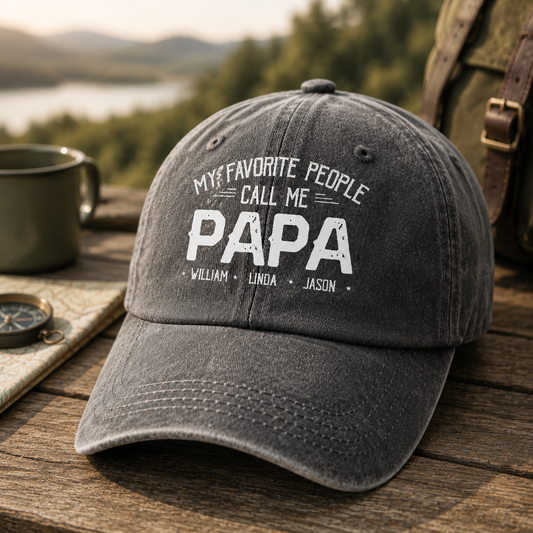 Personalized My Favorite People Call Me Papa Hat – Custom with Kids' Names, Perfect Father’s Day Gift