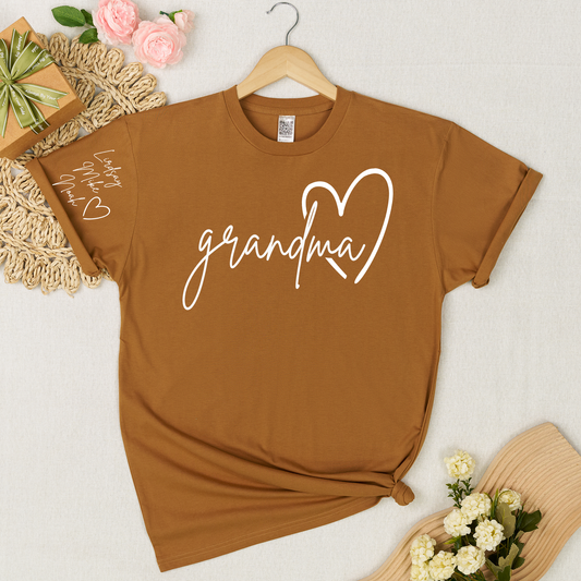 Personalized Grandma Heart T-Shirt with Custom Names - Perfect Gift for Grandma, Family, or Loved Ones