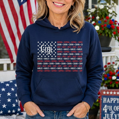 Personalized Grandma and Kids American Flag Shirt, Comfort Colors®USA 250th Anniversary Patriotic Shirt