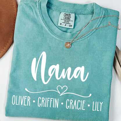 Comfort Colors Personalized Nana Shirt with Grandkids' Names - Custom Family Gift for Nana