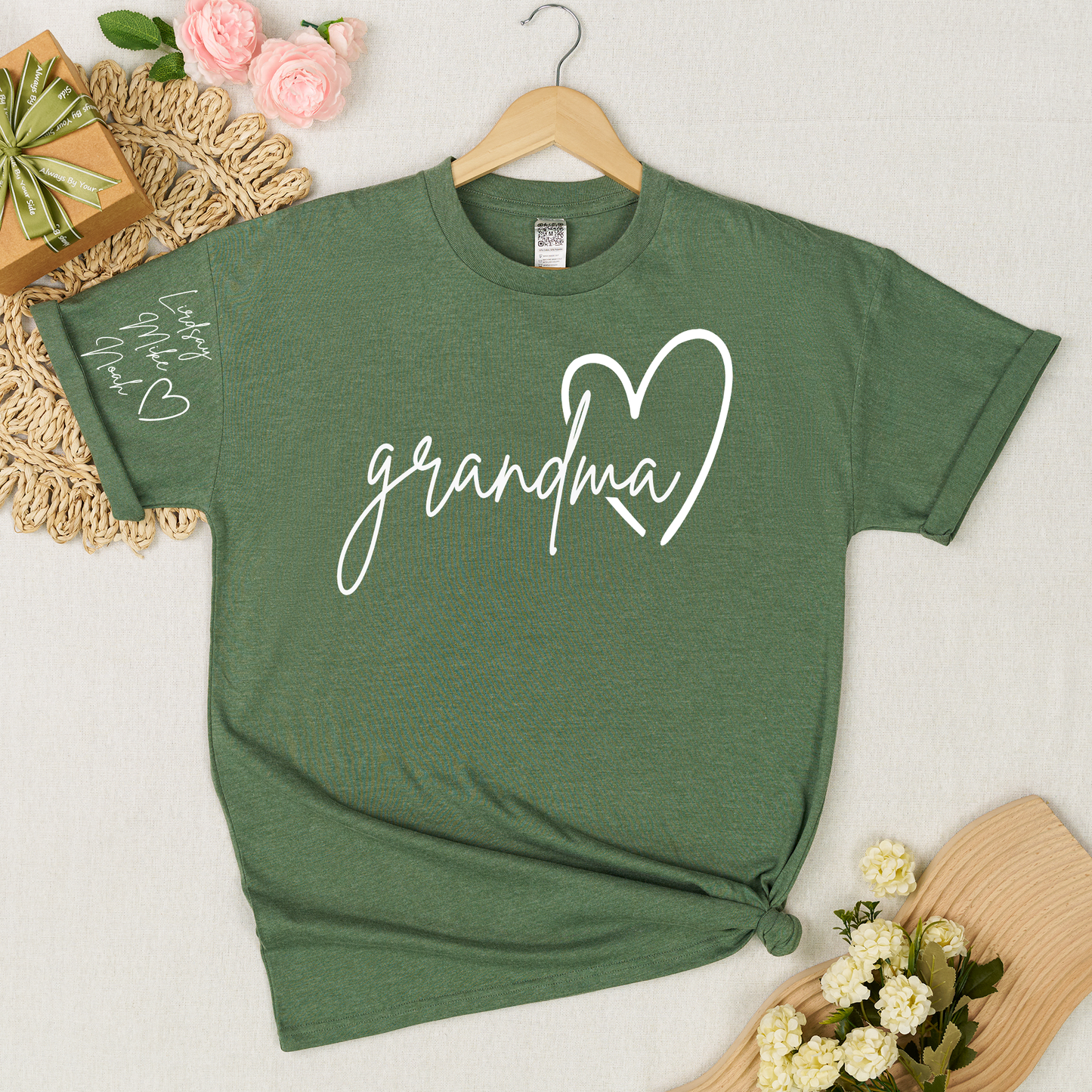 Personalized Grandma Heart T-Shirt with Custom Names - Perfect Gift for Grandma, Family, or Loved Ones