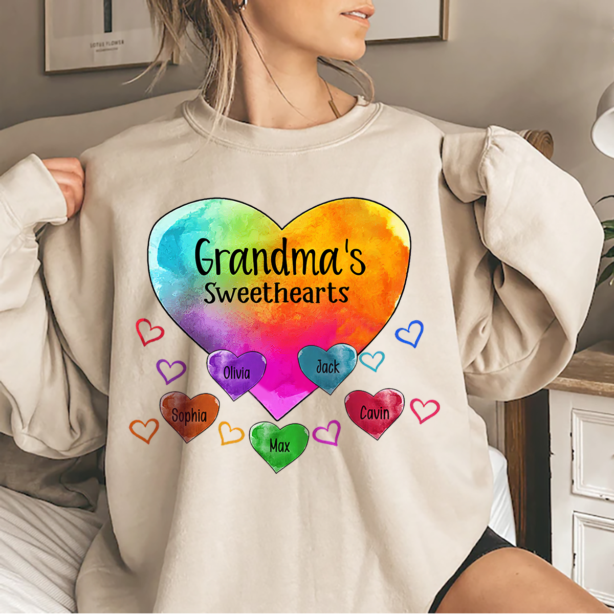 Personalized Grandma Heart Color Lovely