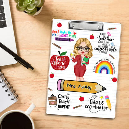 Personalized Teacher Clipboard Sitting on Pencil - Perfect Appreciation Gift for Teachers