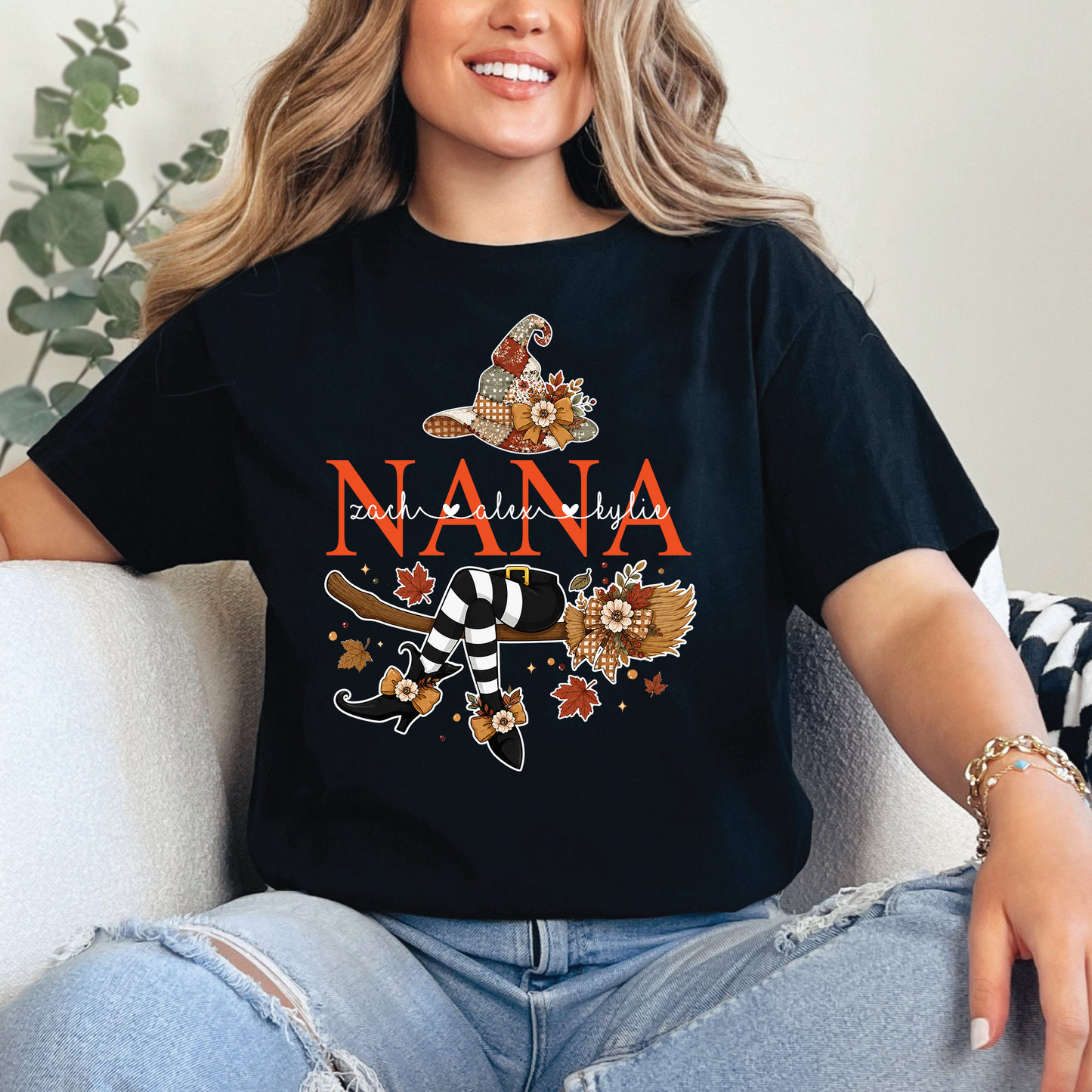 Custom Grandma Halloween Shirt, Personalized Mimi Witch T-Shirt, Perfect Gift for Nana