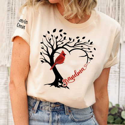 Custom Grandma Cardinal With Grandkids T-Shirt