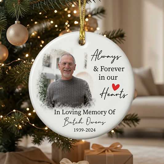 Personalized Memorial Photo Ornament, Custom Ceramic Christmas Memorial Ornament, In Loving Memory Gift, Sympathy Keepsake, Remembrance Ornament