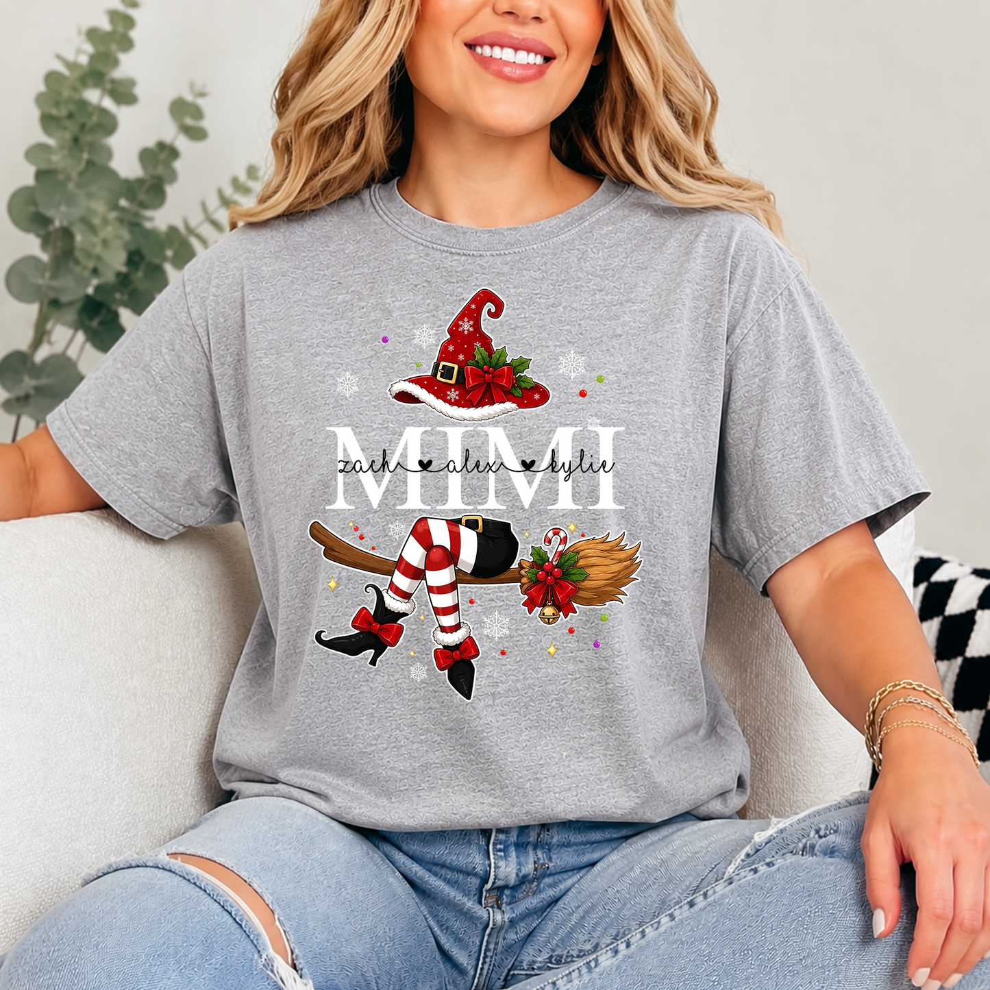Custom Grandma Halloween Shirt, Personalized Mimi Witch T-Shirt, Perfect Gift for Nana