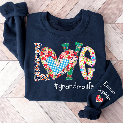 Love Grandma Life Floral Color And Kids Sweatshirt