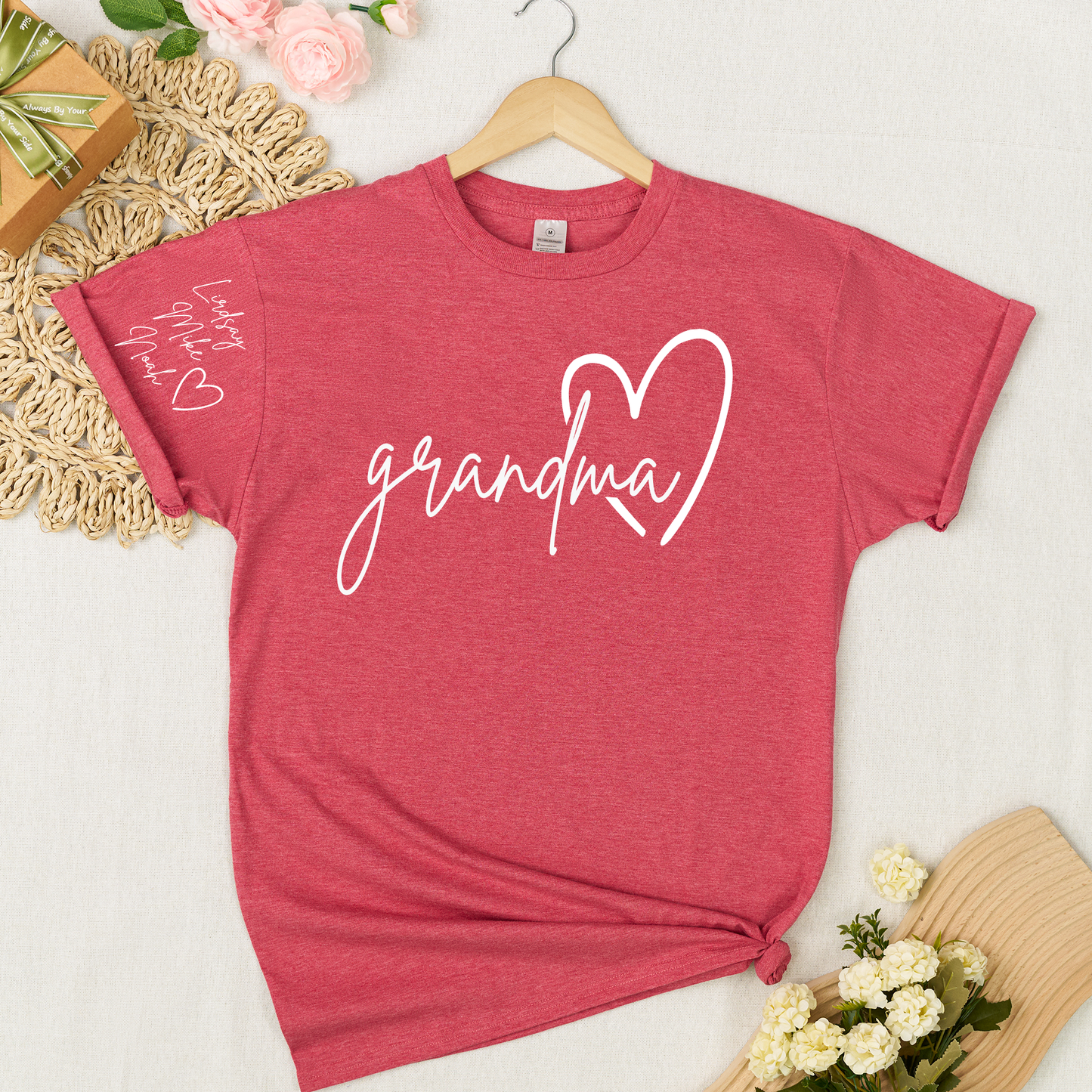 Personalized Grandma Heart T-Shirt with Custom Names - Perfect Gift for Grandma, Family, or Loved Ones