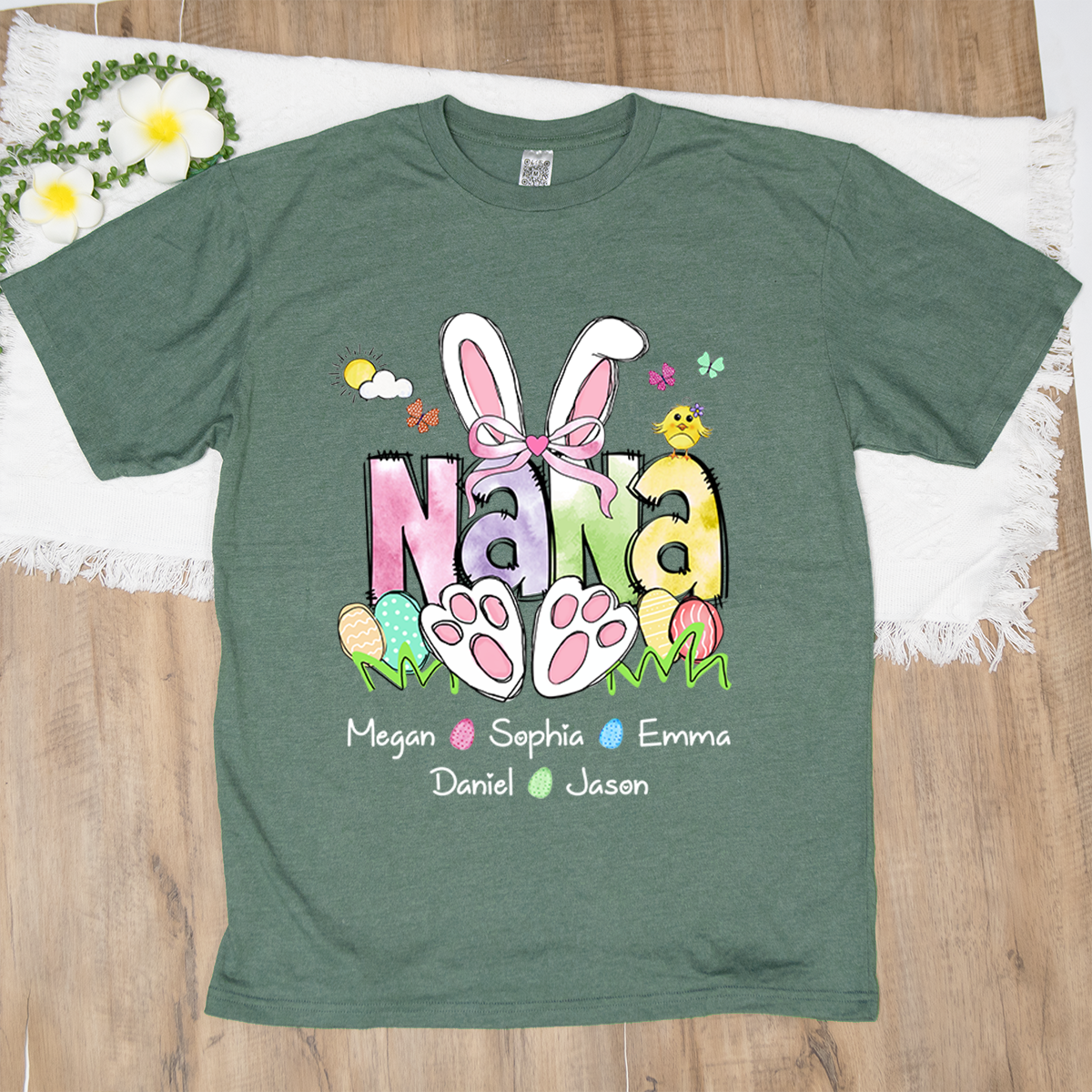 Custom Easter Grandma Shirt, Gift For Grandma, Grandma Easter Shirt With Grandkids Names T-Shirt