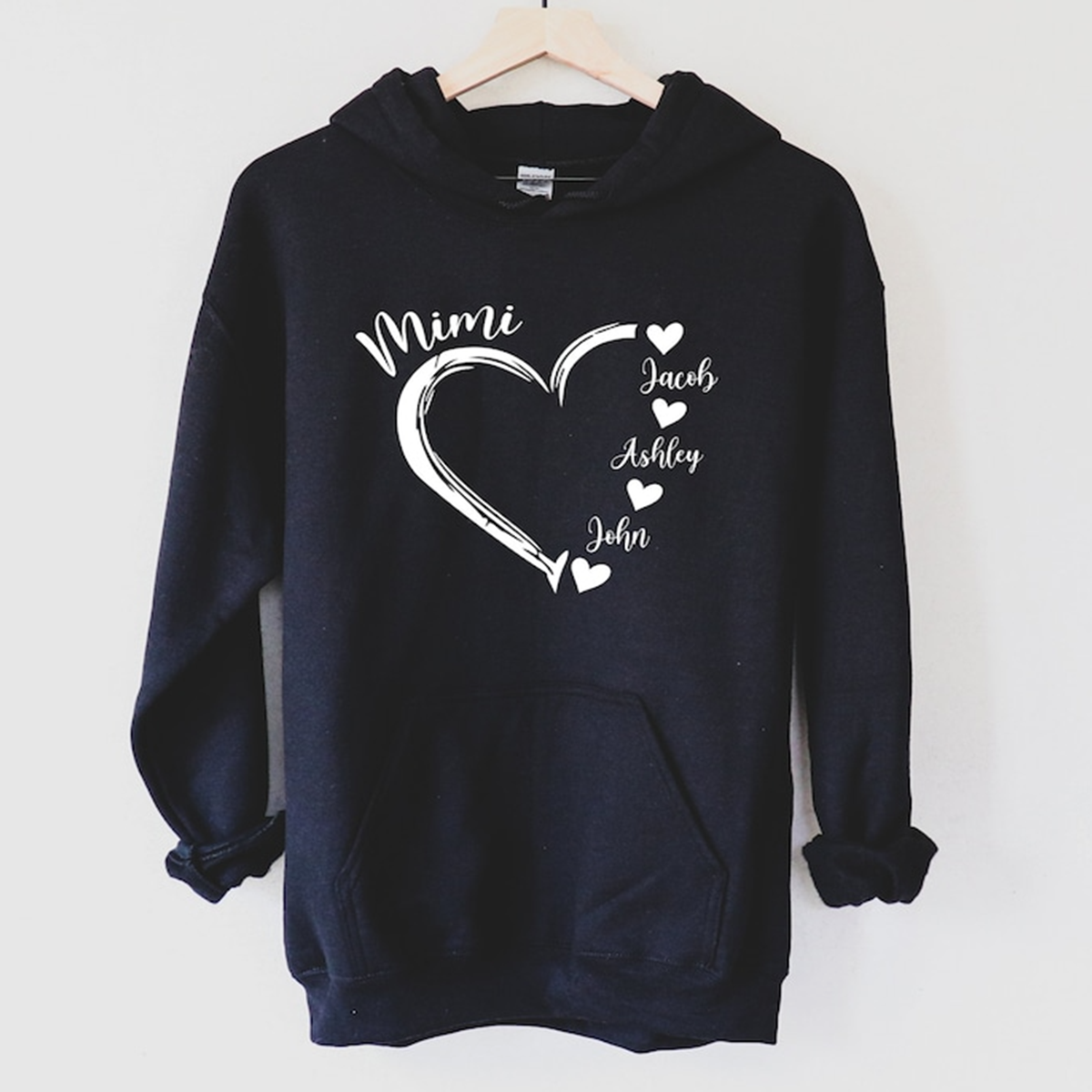 Personalized Nana Heart Hoodie, Custom Grandma, Mimi, Nana, Gigi Heart with kid names Hoodie