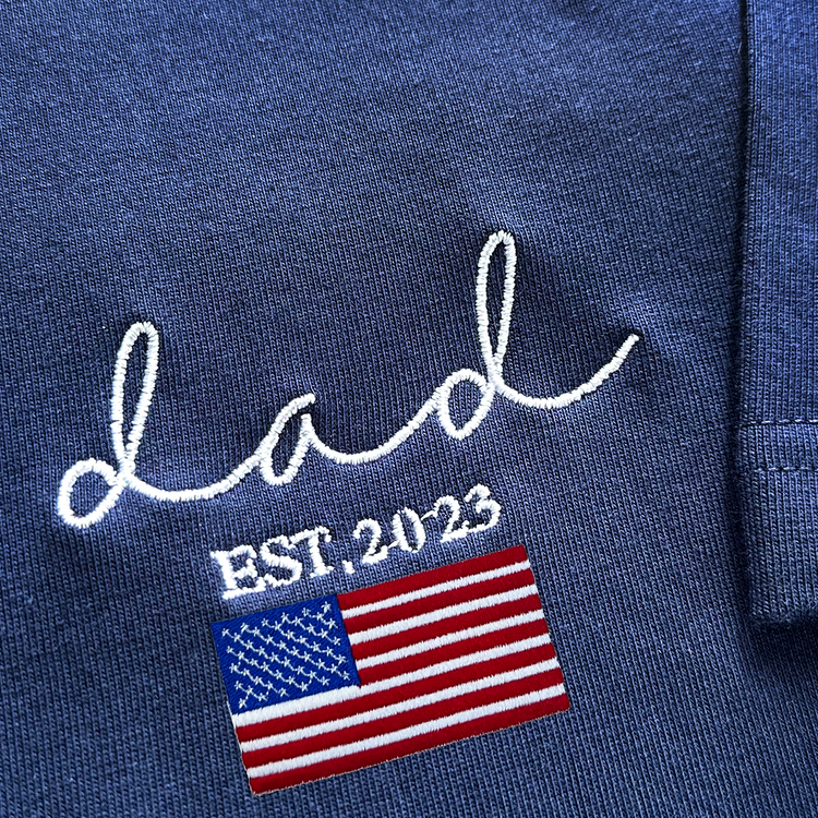 Custom Embroidered Papa Est Flag Independence Day T-Shirt Embroidered T-Shirt