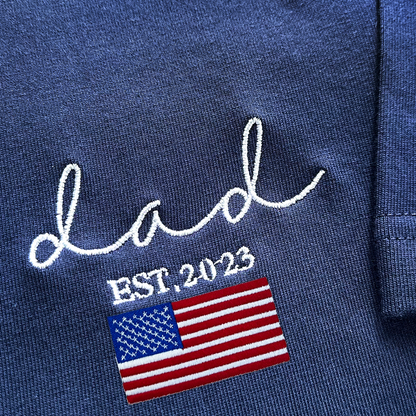 Custom Embroidered Papa Est Flag Independence Day T-Shirt Embroidered T-Shirt