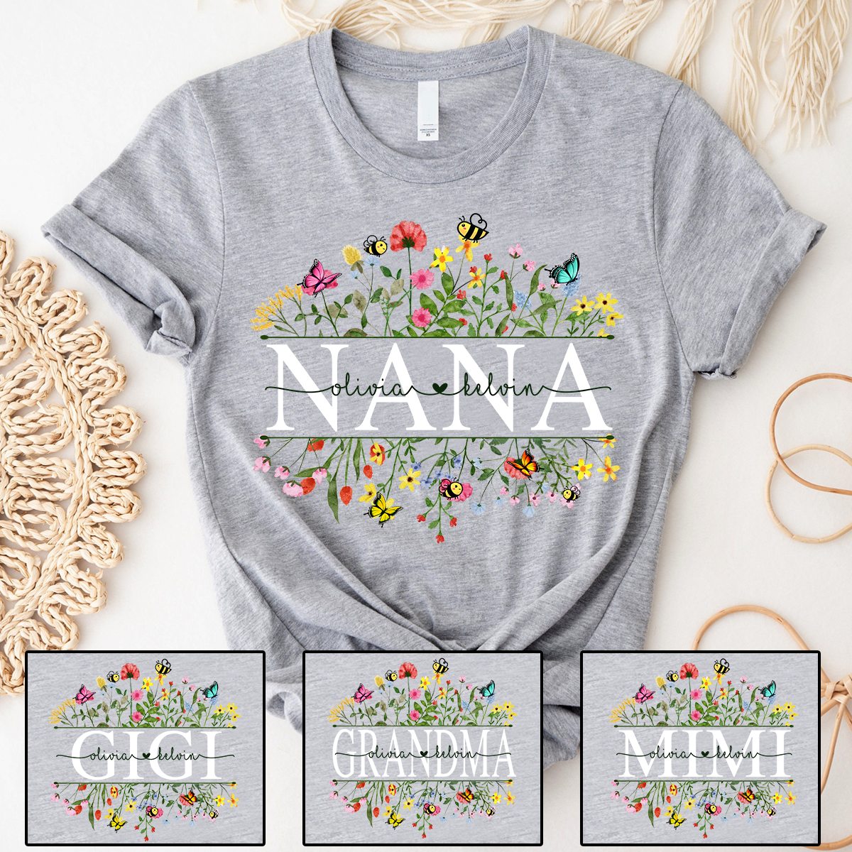 Custom Nana Flower Trend 2024 Mother's Day T-Shirt