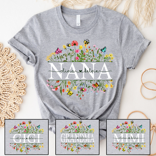 Custom Nana Flower Trend 2024 Mother's Day T-Shirt