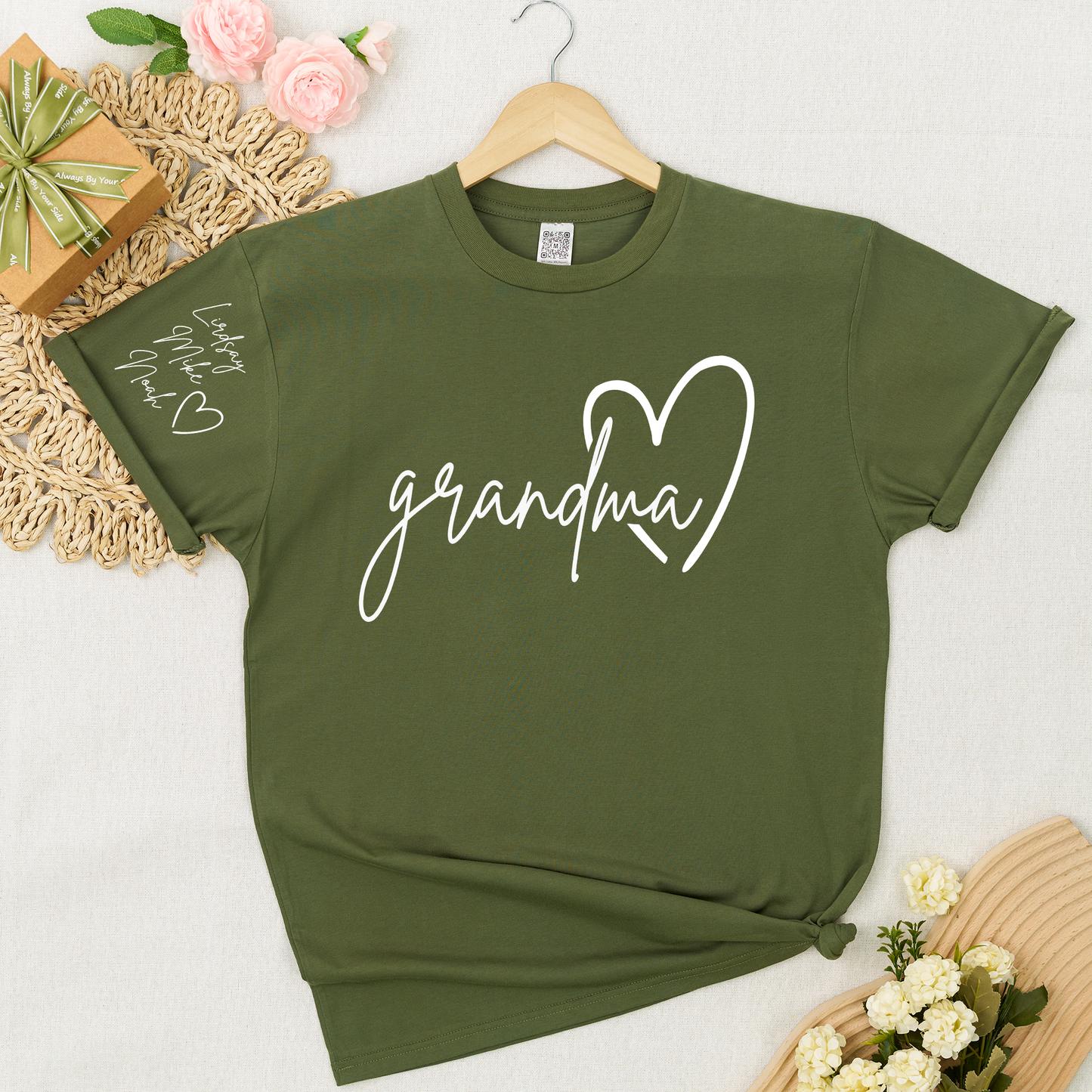 Personalized Grandma Heart T-Shirt with Custom Names - Perfect Gift for Grandma, Family, or Loved Ones