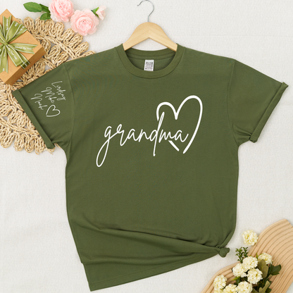 Personalized Grandma Heart T-Shirt with Custom Names - Perfect Gift for Grandma, Family, or Loved Ones