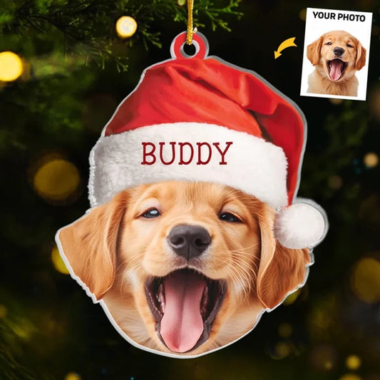 Custom Pet Christmas Ornament, Upload Dog & Cat Picture with Name Personalized Holiday Gift