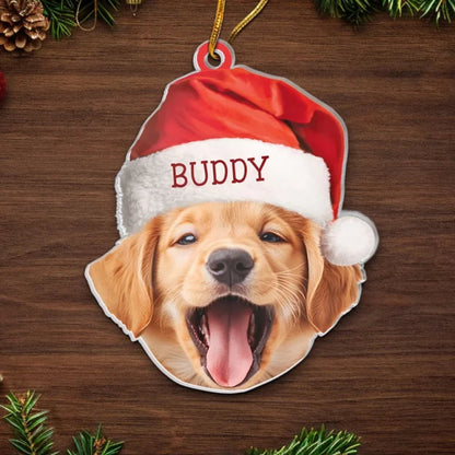 Custom Pet Christmas Ornament, Upload Dog & Cat Picture with Name Personalized Holiday Gift