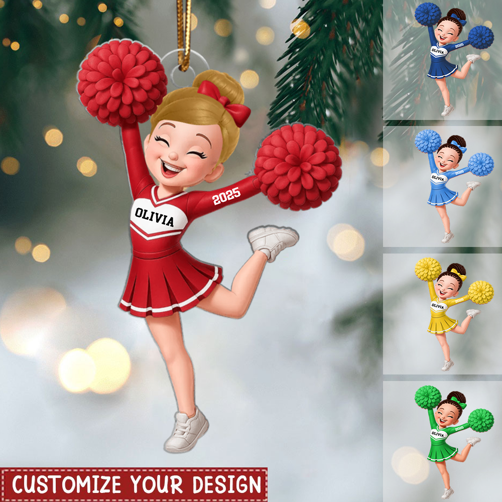Cheerleader Girl Personalized Ornament – 3D Effect Custom Acrylic Design, Perfect Christmas Gift for Kids & Teens Ornament