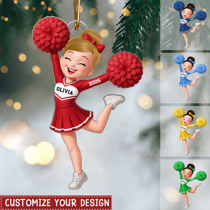 Cheerleader Girl Personalized Ornament – 3D Effect Custom Acrylic Design, Perfect Christmas Gift for Kids & Teens Ornament